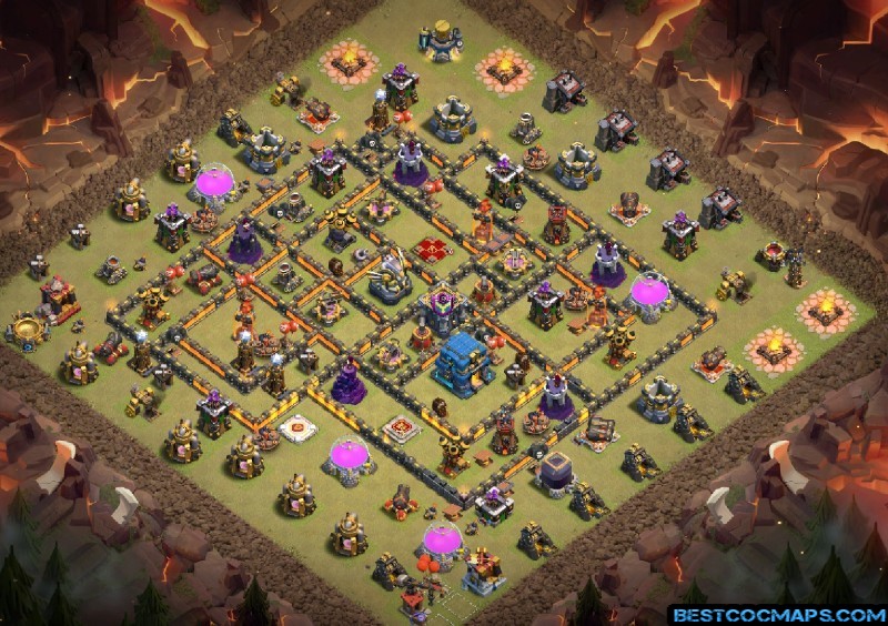 coc th12 war base anti 3 stars