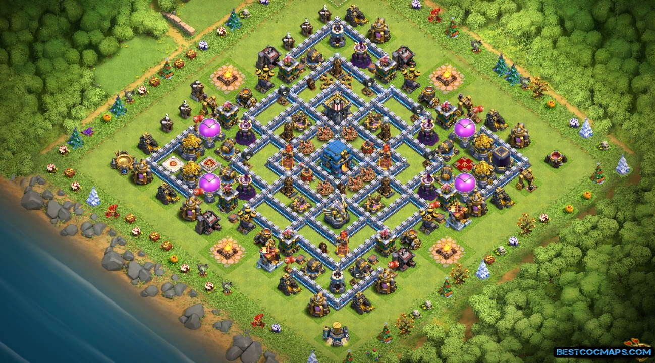 Town Hall 10 Base Design Clash Clans Base 3d Troll Epic Awesome 