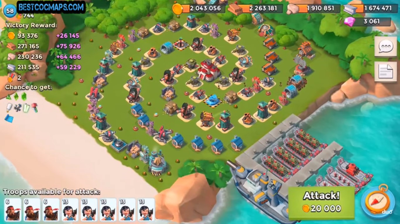 boom beach hq22 base design