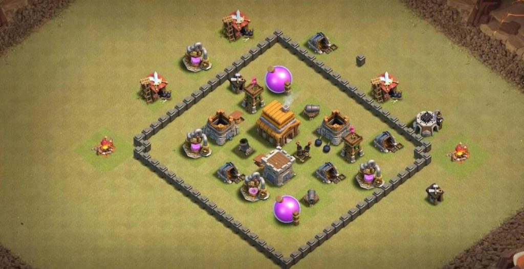 Clash of Clans Town Hall 4 Hybrid Layout