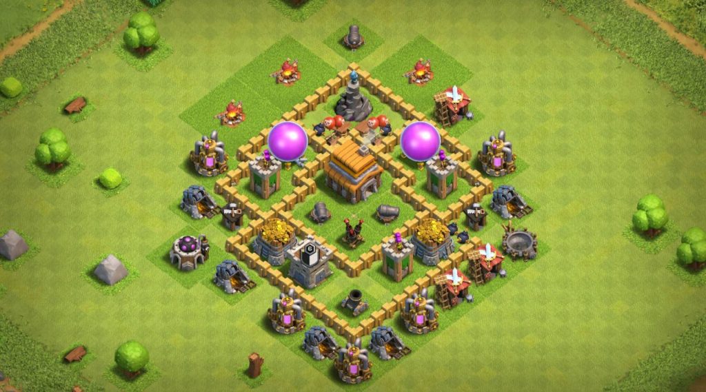 best clash of clans base town hall 5 trophy link