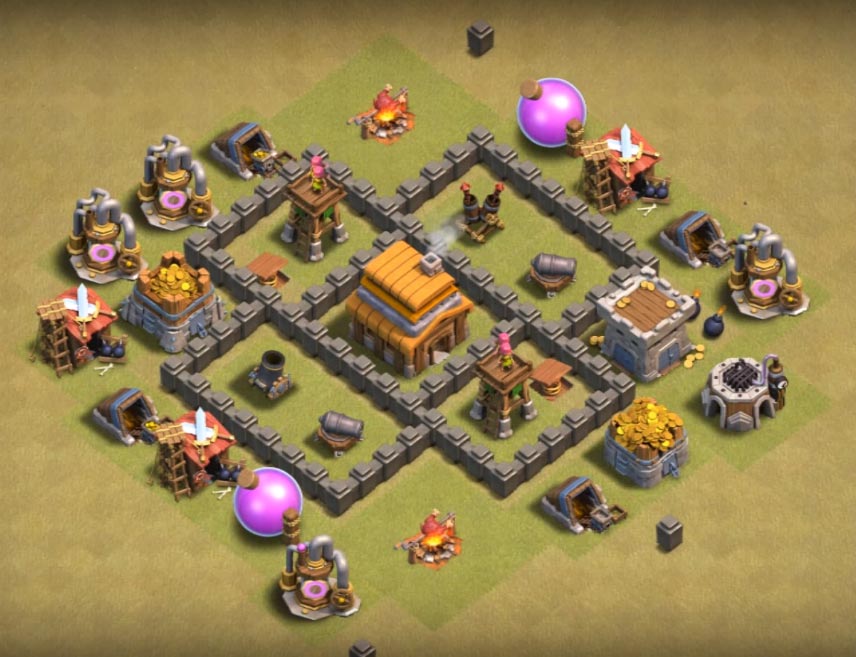 coc town hall 4 base