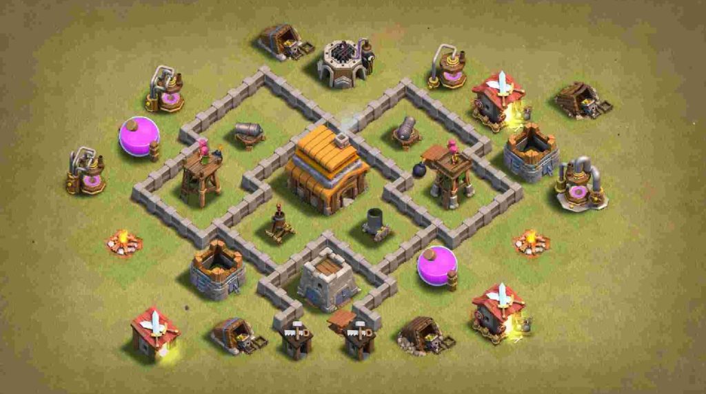 clash of clans th4 trophy base 2023