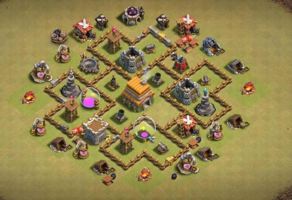 clash of clans th6 hybrid layout link