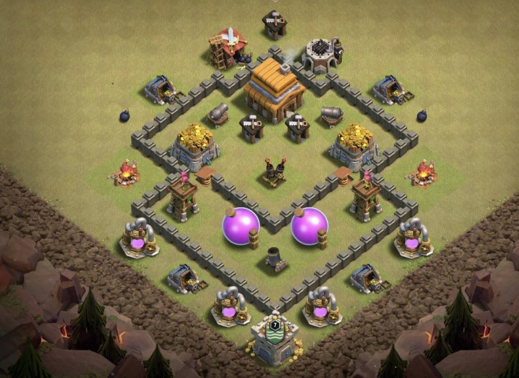 clash of clans town hall 4 farming base link