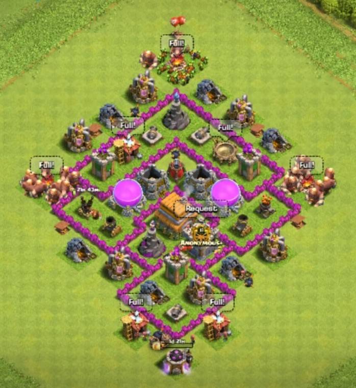 clash of clans town hall 6 hybrid base map link