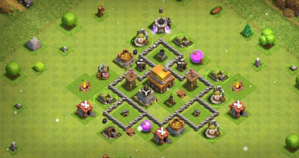 coc th4 trophy base layout link