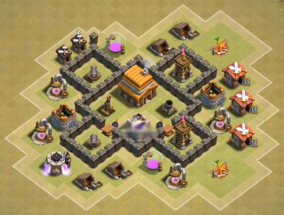 coc town hall 4 trophy base