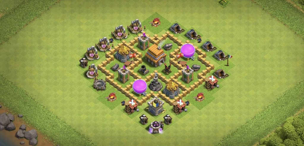 coc town hall 5 trophy base
