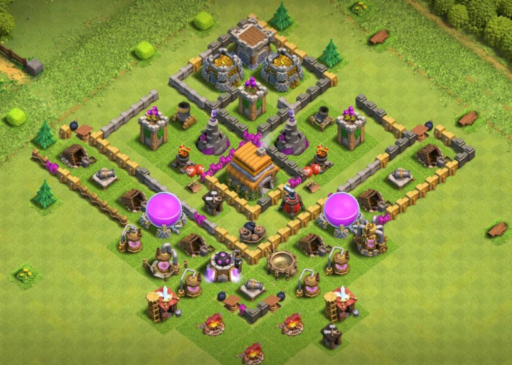 coc town hall 6 trophy base