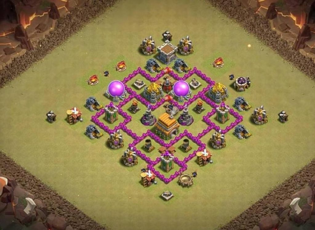 town hall 6 trophy base link with bomb tower