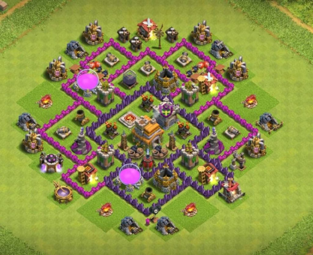 clash of clans th7 trophy push base with bomb tower