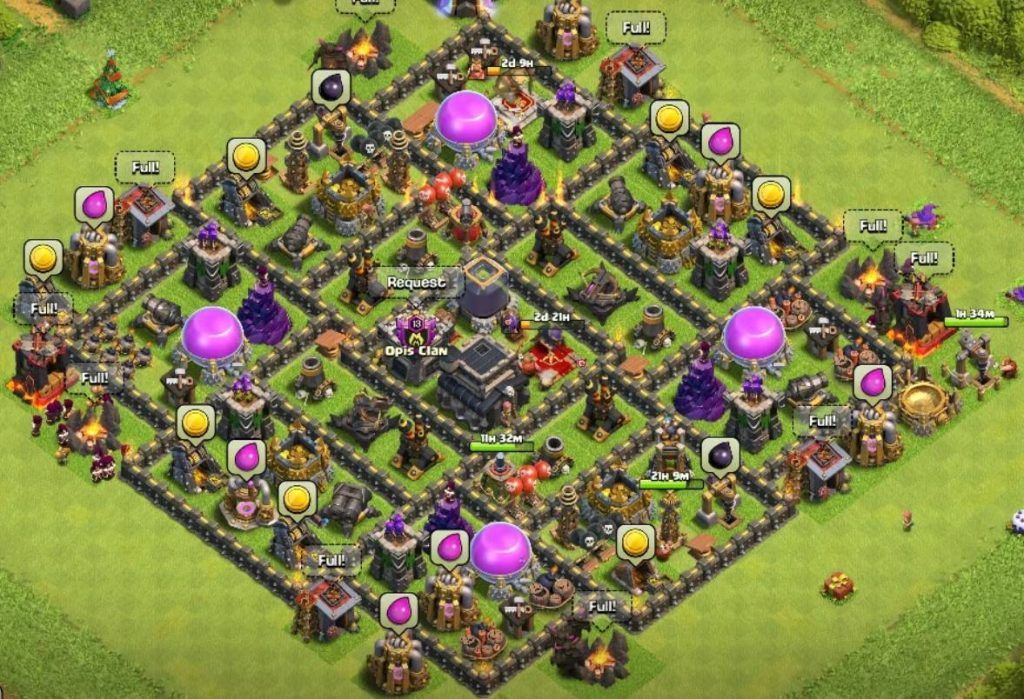 clash of clans trophy th9 layout anti air
