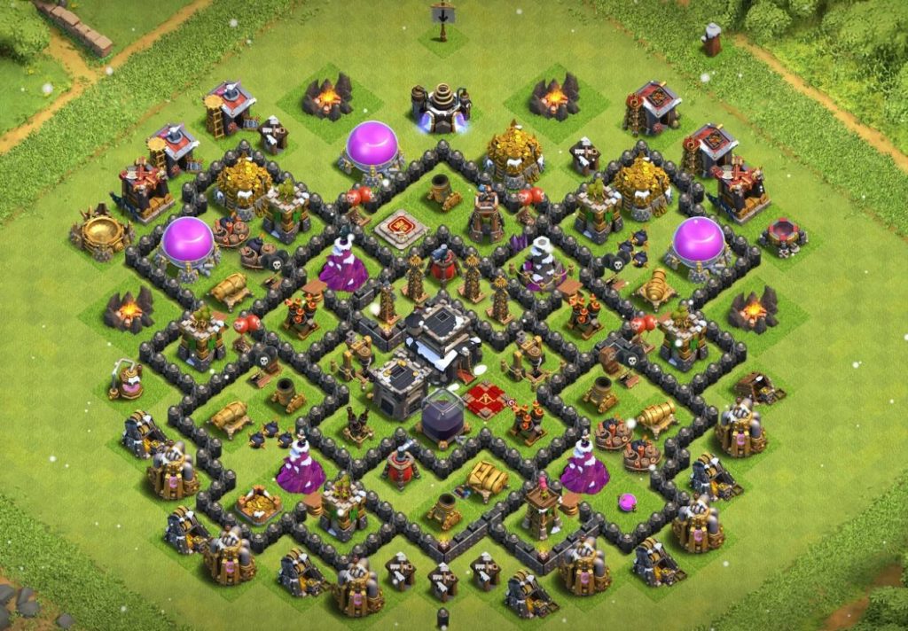 th9 trophy base anti 2 star with bomb tower
